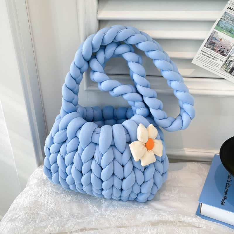 DIY Crochet Shoulder Bag Kit for Beginners – Handmade Yarn Crossbody Purse Craft Set with Tools & Video Tutorial