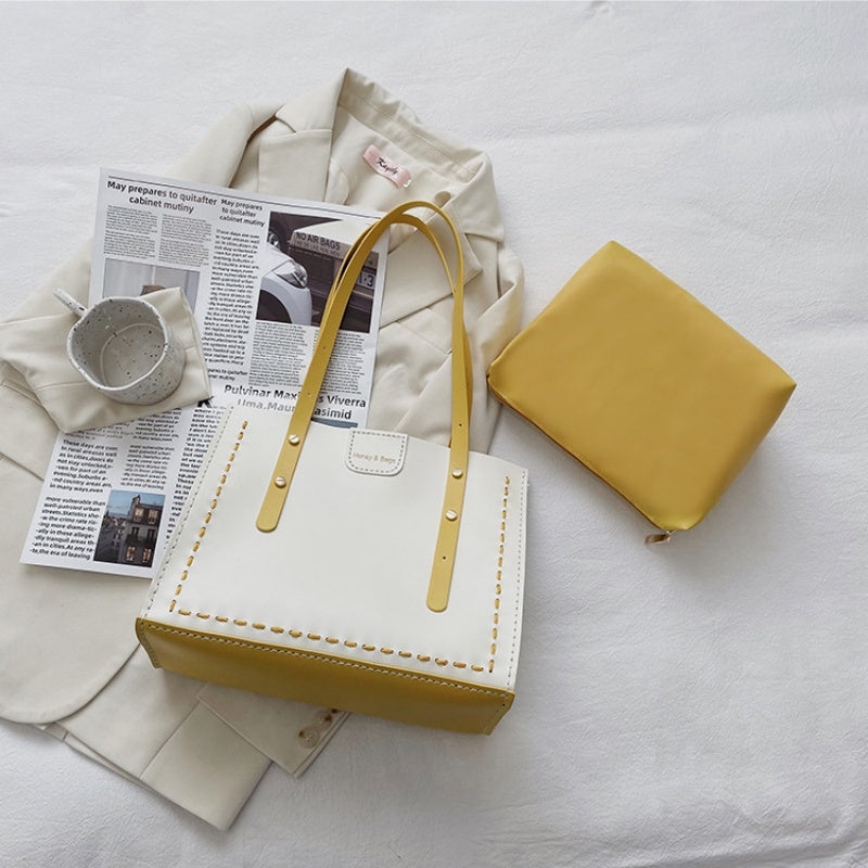 DIY PU Leather Tote Bag Kit for Beginners | Handmade Shoulder Handbag Sewing Craft Set with Video Tutorial | Large Capacity DIY Purse