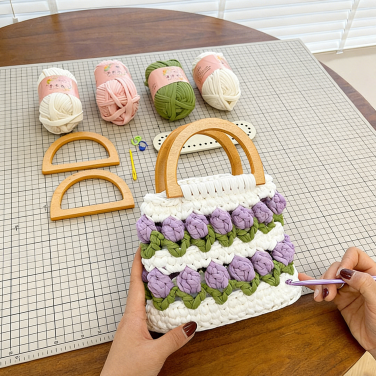 DIY Mini Tote Bag Sewing Kit – Handmade Fabric Handbag Craft Set for Beginners with Video Tutorial