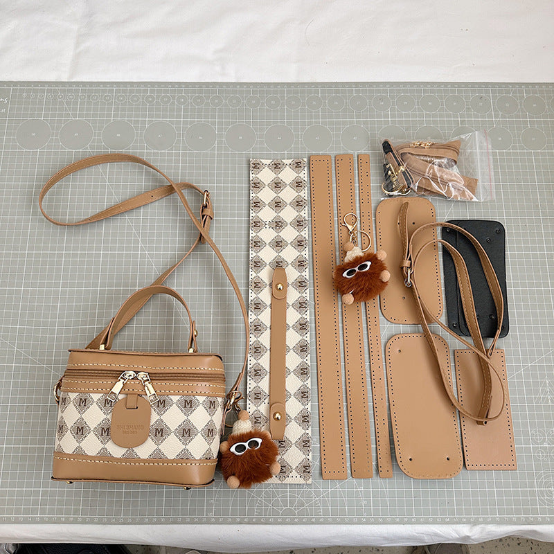 DIY PU Leather Handbag Kit for Beginners – Handmade Crossbody Shoulder Bag Sewing Kit with Pre-Cut Materials & Video Tutorial