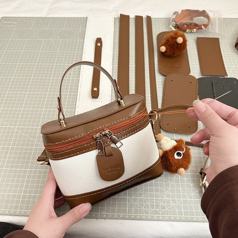 DIY PU Leather Mini Tote Bag Kit – Handmade Crossbody & Shoulder Handbag Craft Kit for Beginners with Video Tutorial