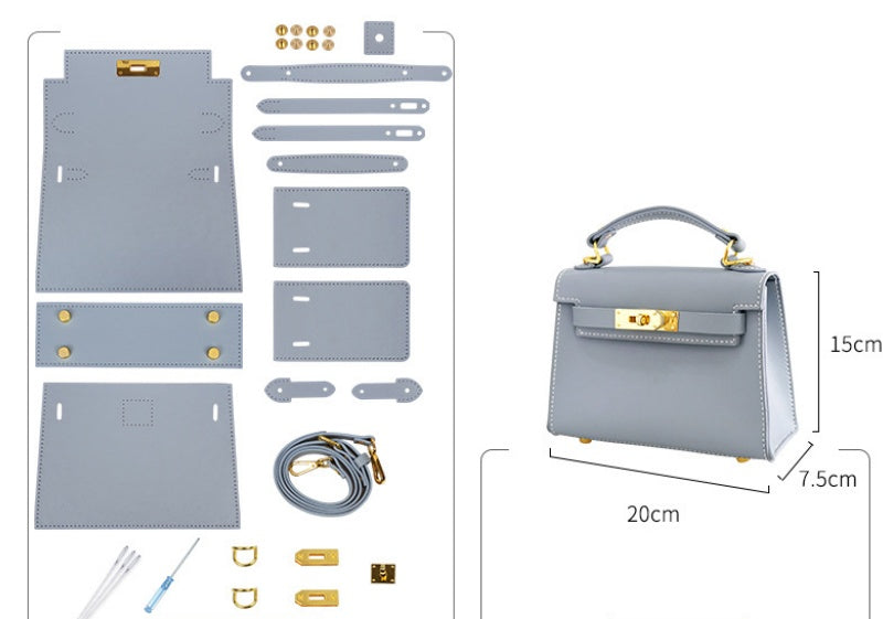 DIY Leather Handbag Kit for Beginners | 8-Minute Easy Craft Set with Pre-Cut Genuine Cowhide Materials | Handmade Shoulder & Tote Bag Gift