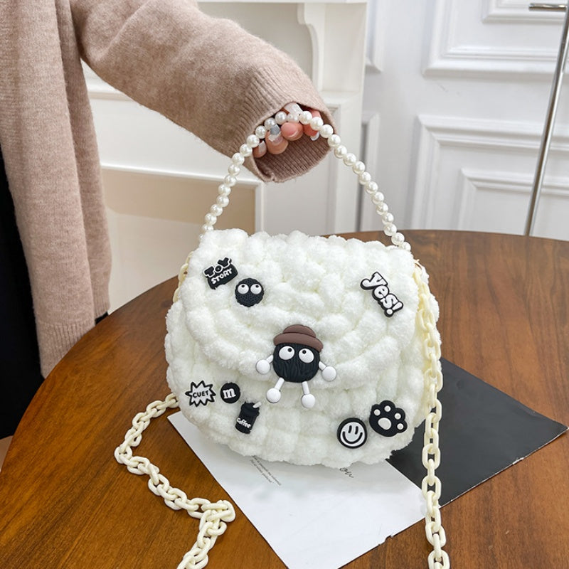 DIY Crochet Pearl Handle Bag Kit for Beginners | Handmade Yarn Shoulder & Crossbody Bag with Video Tutorial