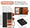 DIY Leather Wallet Kit for Beginners – Handmade Cowhide Bi-Fold & Tri-Fold Wallet Sewing Kit with Pre-Cut Leather and Video Tutorial