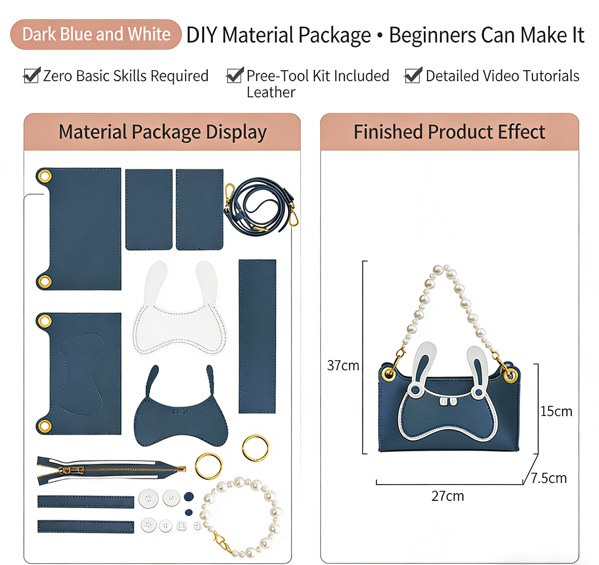 DIY Genuine Leather Shoulder Bag Kit – Handmade Cowhide Crossbody Bag Craft Set for Beginners with Video Tutorial (Elegant Daily Style, Multi Colors)