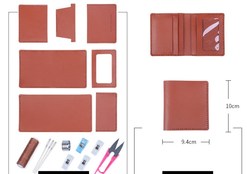 DIY Leather Wallet Kit for Beginners | Handmade Vertical Bi-Fold Cowhide Wallet Craft Set with Video Tutorial