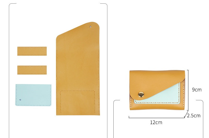 DIY Leather Coin Purse & Card Holder Kit for Beginners – Handmade Cowhide Wallet with Video Tutorial & Complete Sewing Kit