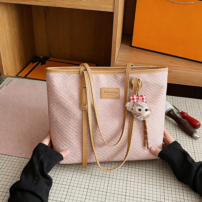 DIY Large PU Leather Tote Bag Kit for Beginners | Handmade Shoulder Handbag Sewing Kit with Video Tutorial