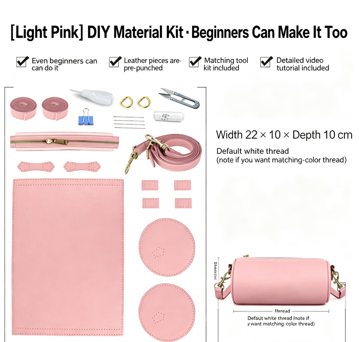 DIY Leather Crossbody Bag Kit for Beginners – Handmade Shoulder Bag Sewing Kit