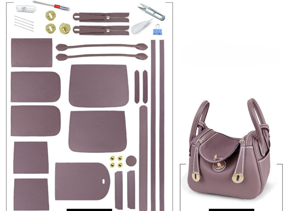 DIY Leather Shoulder Bag Kit – Beginner Top-Grain Cowhide Handmade Handbag