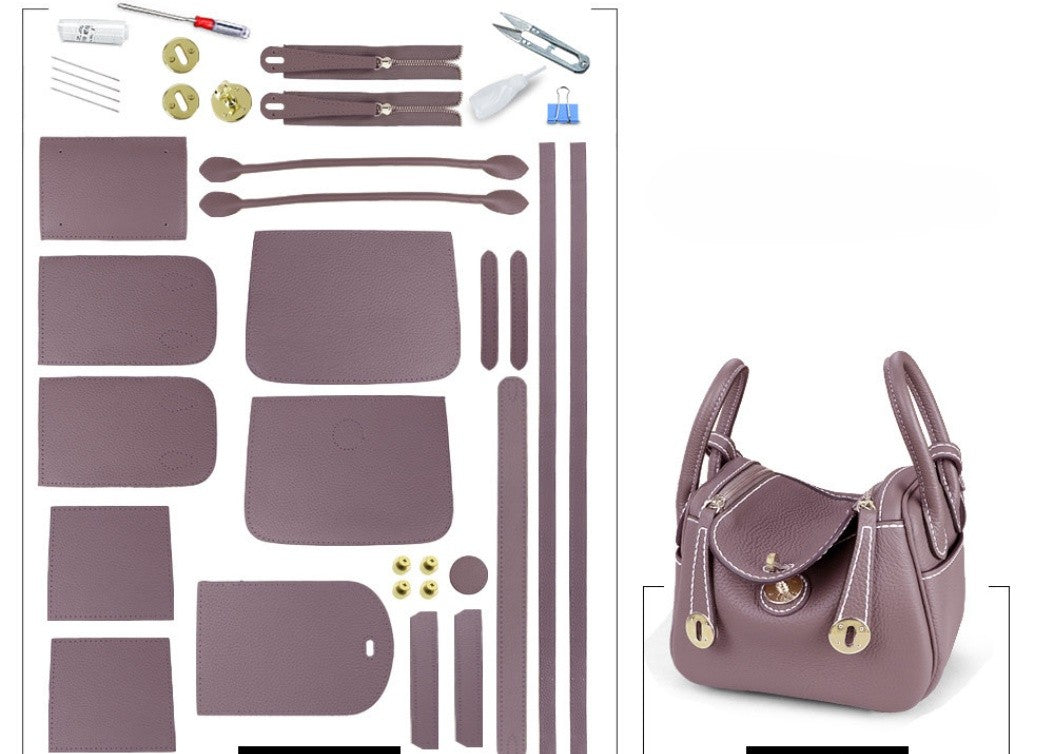 DIY Leather Shoulder Bag Kit – Beginner Top-Grain Cowhide Handmade Handbag