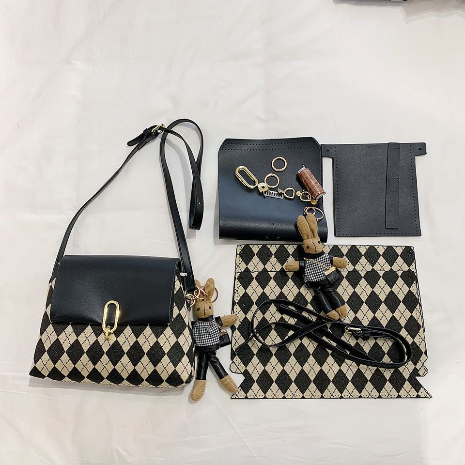 DIY Minimalist PU Shoulder Bag Kit – Beginner-Friendly 8-Minute Handmade Craft Set | Pre-Cut Materials | Black & White Crossbody Bag Gift for Women