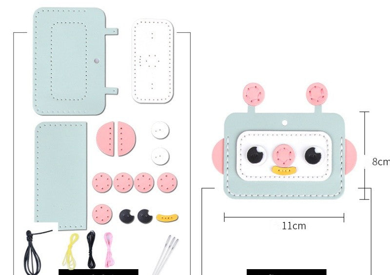 DIY Leather Animal Card Holder Kit | Handmade Cowhide Cute Wallet Craft Set for Beginners with Video Tutorial