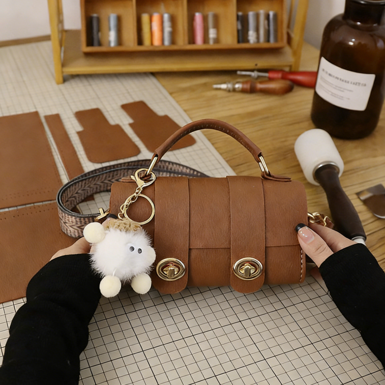 DIY Mini PU Leather Tote Bag Kit for Beginners | Handmade Crossbody Shoulder Purse Sewing Kit with Video Tutorial
