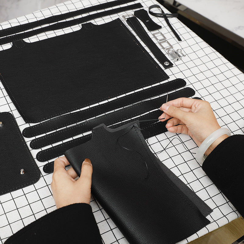 DIY Super Fiber Leather Handbag Kit for Beginners – Pre-Cut Sewing Craft Set with Video Tutorial, Elegant Structured Tote Bag Handmade Kit
