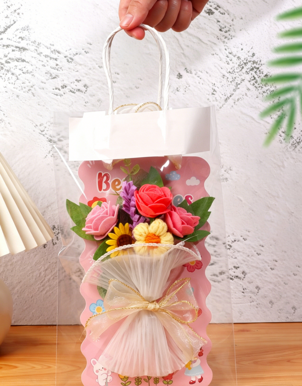 DIY Eternal Flower Bouquet Card Kit for Teachers’ Day | Felt & Yarn Artificial Flower Craft Set for Kids | Handmade Gift Card Materials Pack