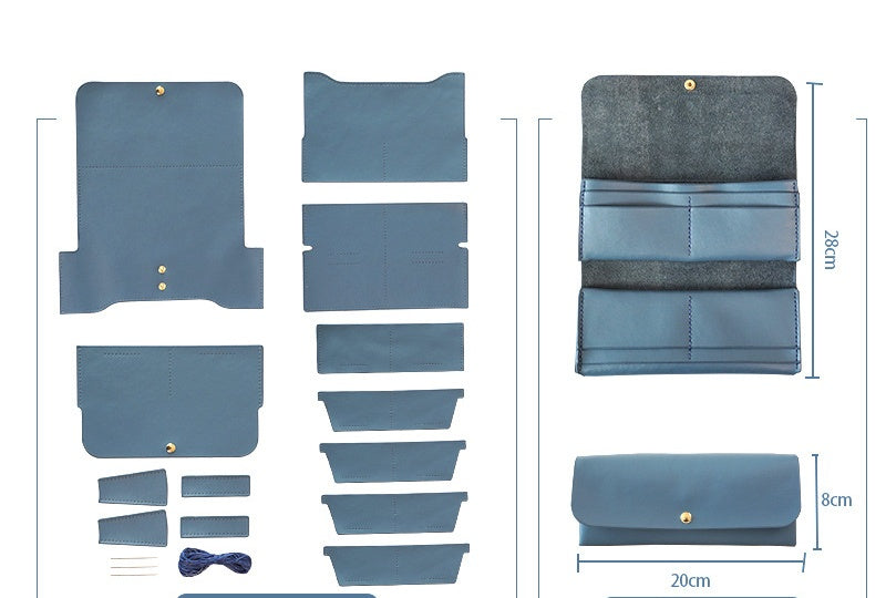 DIY Genuine Leather Long Card Holder Wallet Kit – Handmade Bifold Card Wallet Craft Kit for Beginners with Video Tutorial