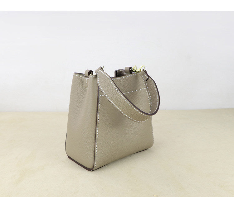 DIY Leather Bucket Bag Kit for Beginners – Genuine Leather Crossbody Purse Making Set with Video Tutorial & Complete Materials