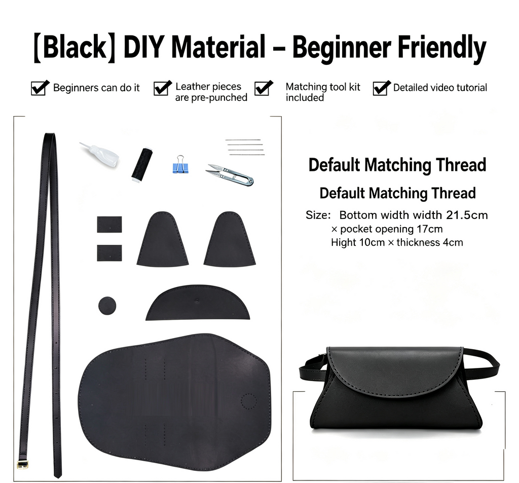 DIY Vintage Leather Fanny Pack Kit for Beginners, Handmade Genuine Cowhide Mini Waist Bag Making Kit, Creative Sewing Craft Gift