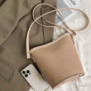 DIY PU Leather Bucket Bag Kit for Beginners – Handmade Shoulder & Crossbody Bag Sewing Kit with Video Tutorial