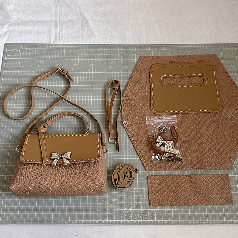 DIY PU Leather Handbag Kit for Beginners – Handmade Shoulder Bag Sewing Set with Video Tutorial, Crossbody Tote Craft Gift