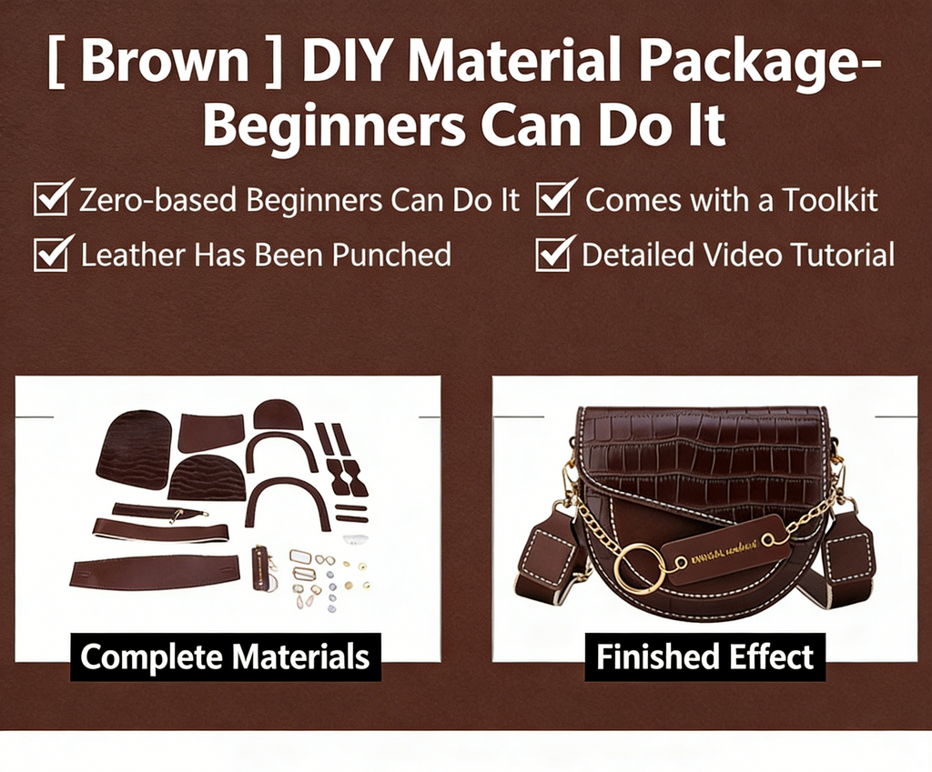 DIY PU Leather Shoulder Bag Kit for Beginners | Handmade Crossbody Purse Sewing Kit with Video Tutorial