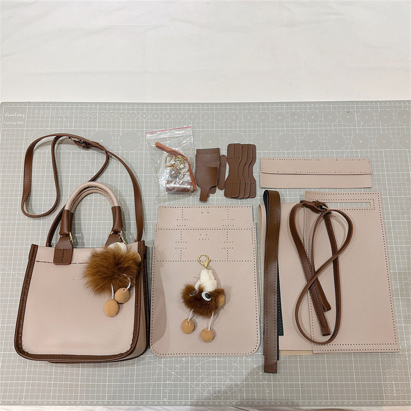 DIY PU Leather Handbag Kit for Beginners – Handmade Crossbody Tote Bag Sewing Kit with Adjustable Strap & Video Tutorial