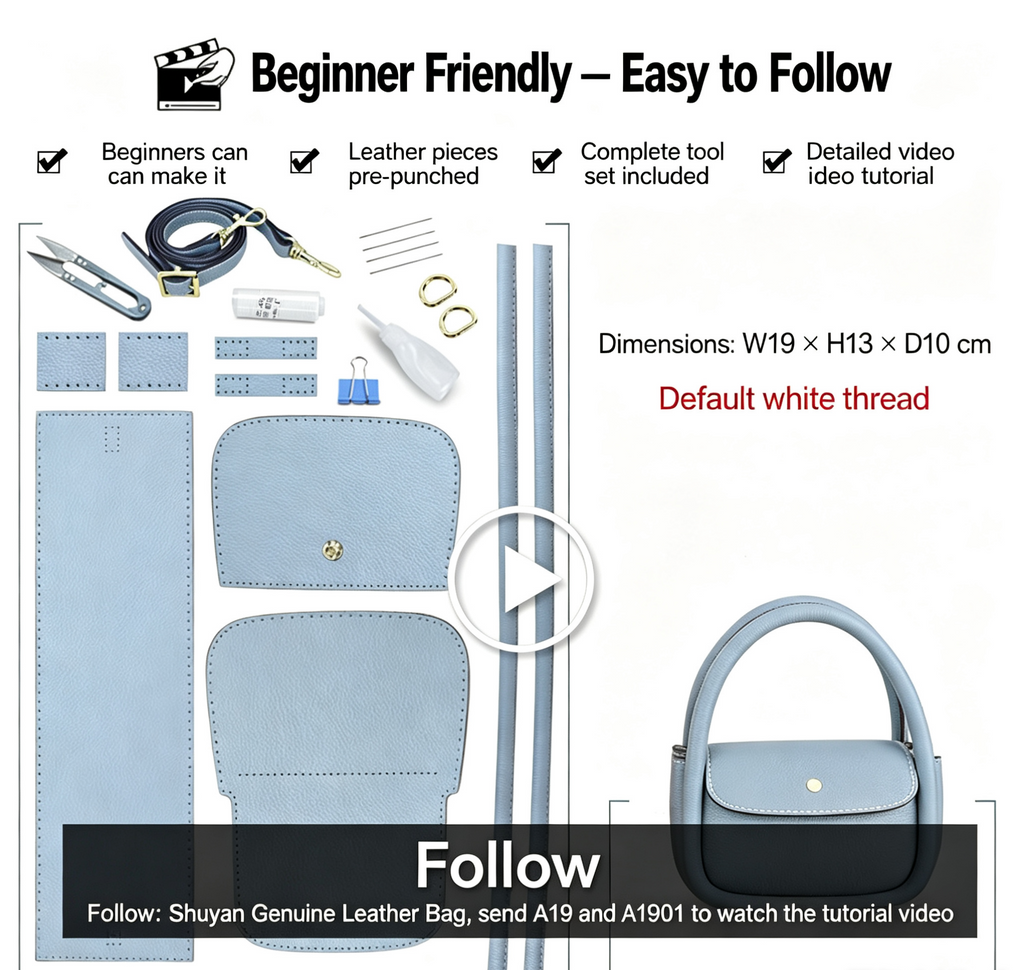 DIY Leather Crossbody Bag Kit – Beginner Handmade Genuine Cowhide Shoulder Bag