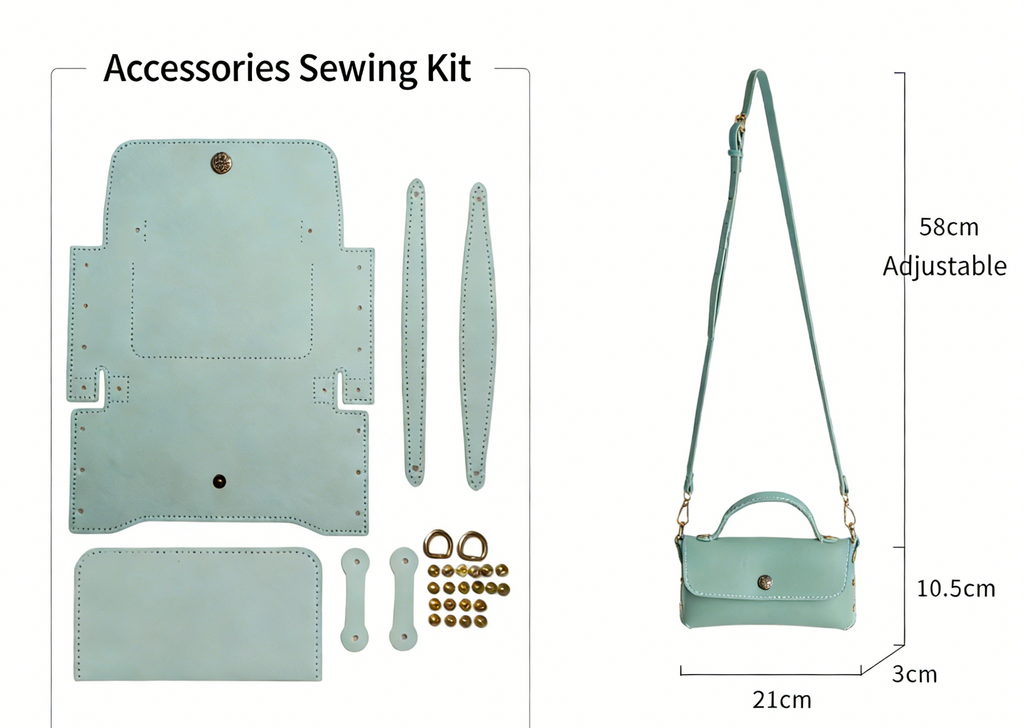 DIY PU Leather Handbag Kit | Beginner-Friendly Crossbody & Handheld Craft Set with Video Tutorial