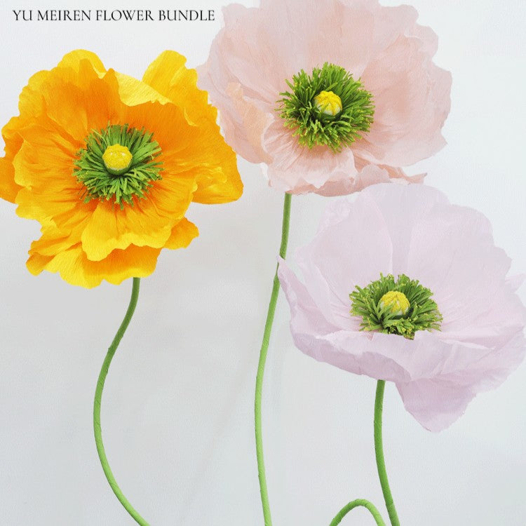 DIY Giant Poppy Crepe Paper Flower Kit | Large Handmade Artificial Flower Craft Set for Wedding, Event & Store Decoration | Macaron Color Display Props