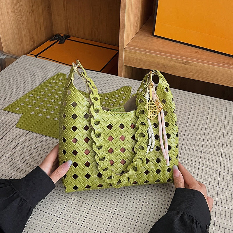 DIY Woven Bucket Bag Kit | Beginner-Friendly PU Leather Hollow Weave Handbag Craft Set with Video Tutorial