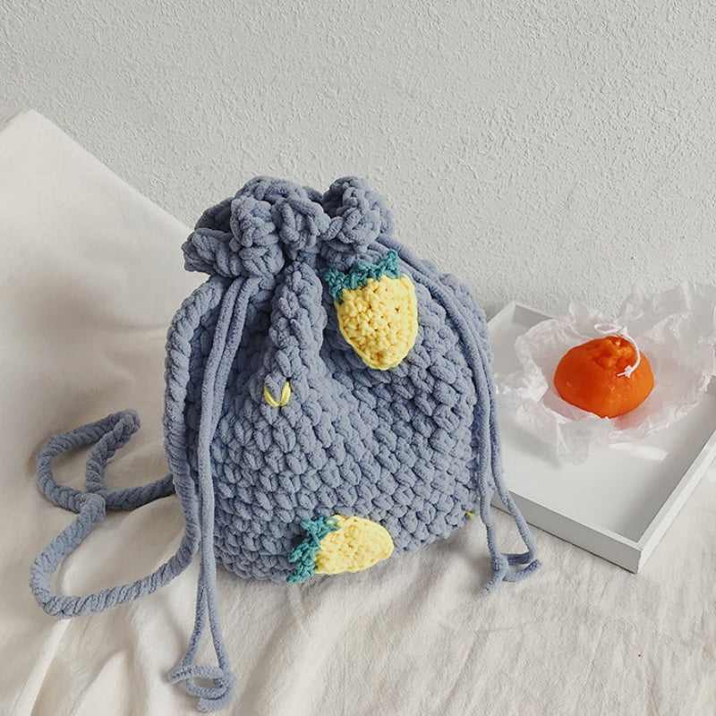 DIY Crochet Animal Shoulder Bag Kit for Beginners – Handmade Bear & Fruit Crossbody Bag with Video Tutorial