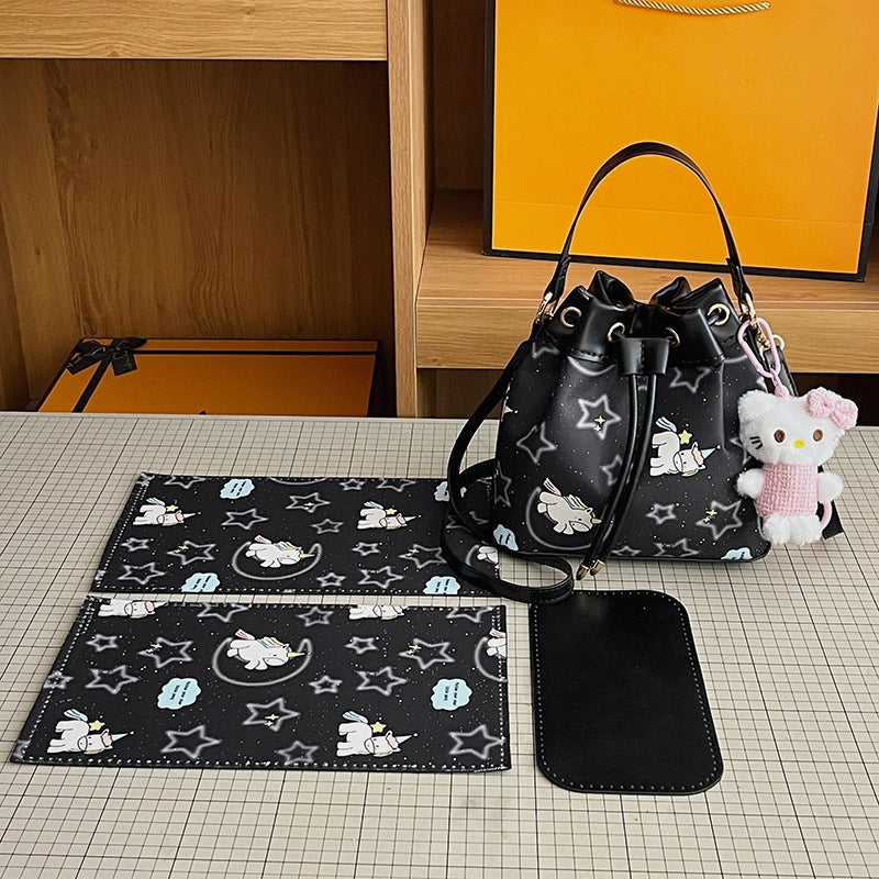 DIY Drawstring Bucket Bag Kit for Beginners – Cute PU Leather Crossbody Purse Making Set with Video Tutorial