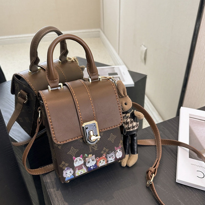 DIY PU Leather Mini Handbag Kit – Handmade Crossbody & Shoulder Bag Craft Kit for Beginners with Video Tutorial (Plaid & Cat Designs)