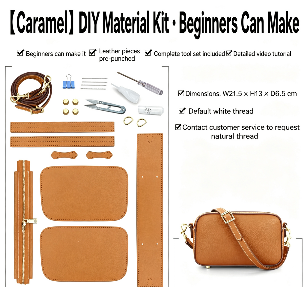 DIY Leather Crossbody Bag Kit – Beginner Handmade Shoulder Bag Making Kit