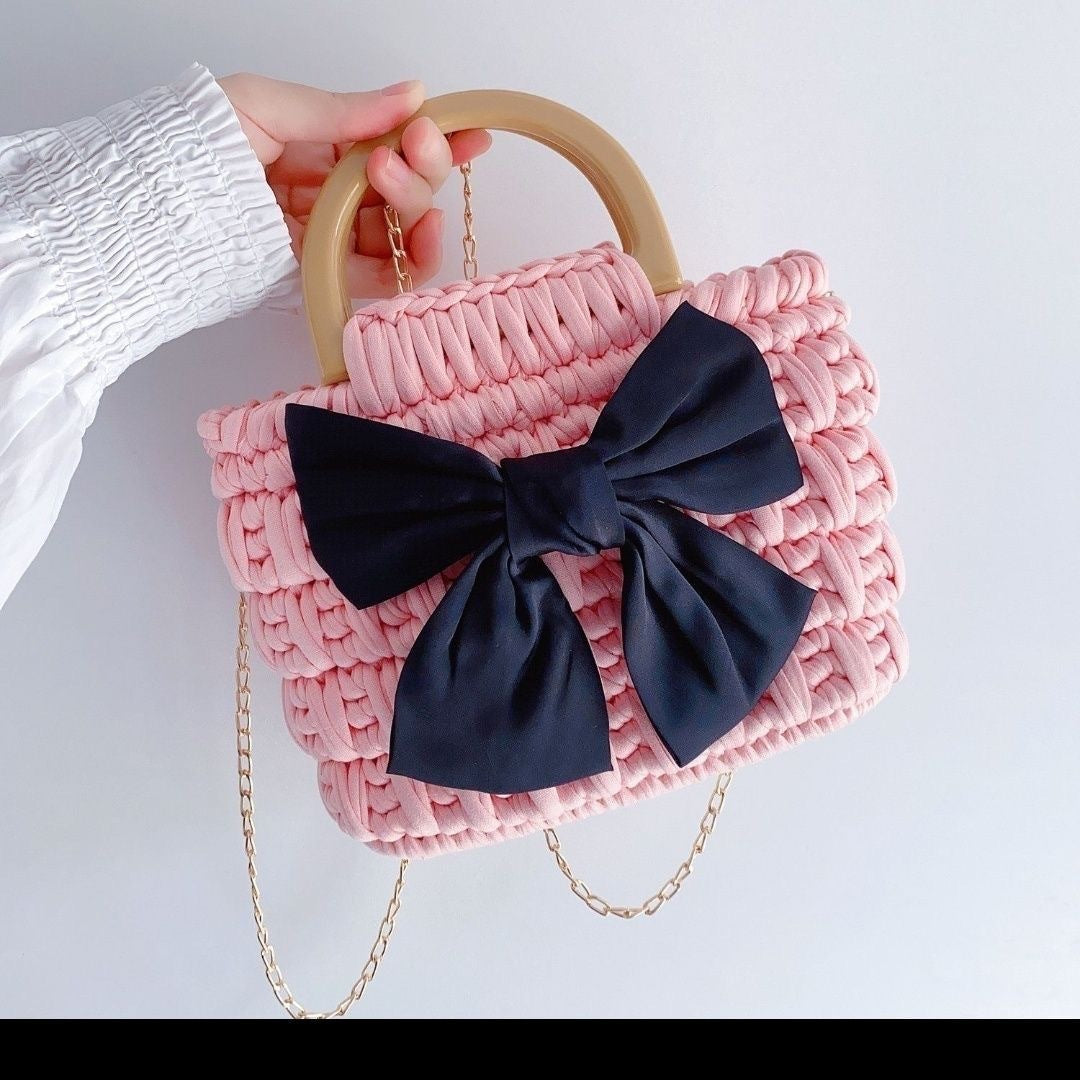 DIY Cotton Yarn Tote Bag Kit | Beginner-Friendly Crochet Weaving Handbag Set | Handmade Shoulder & Crossbody Craft Kit