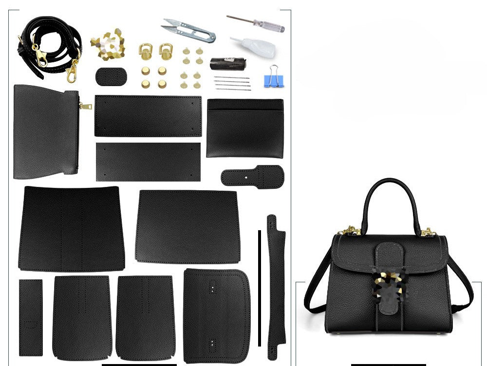 DIY Leather Handbag Kit – Handmade Genuine Leather Shoulder Tote Bag Craft Set for Beginners