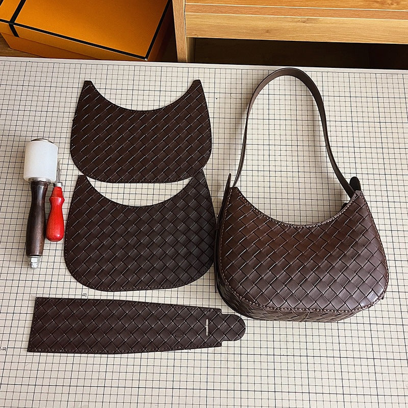 DIY PU Leather Tote Bag Kit for Beginners – Handmade Shoulder Handbag Sewing Kit with Video Tutorial & Complete Materials