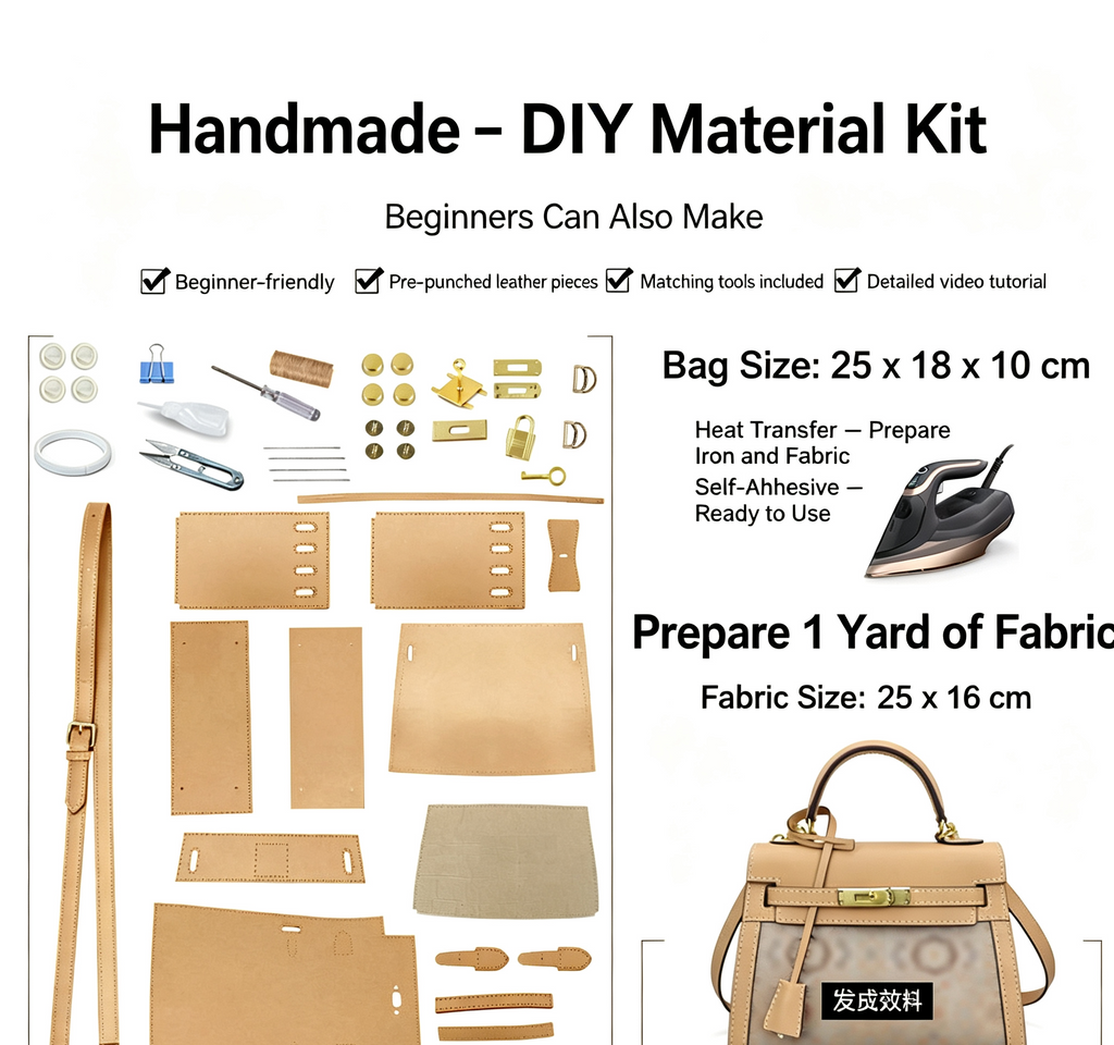 DIY Leather & Fabric Bag Kit – Beginner Crossbody, Shoulder & Handbag Making Kit