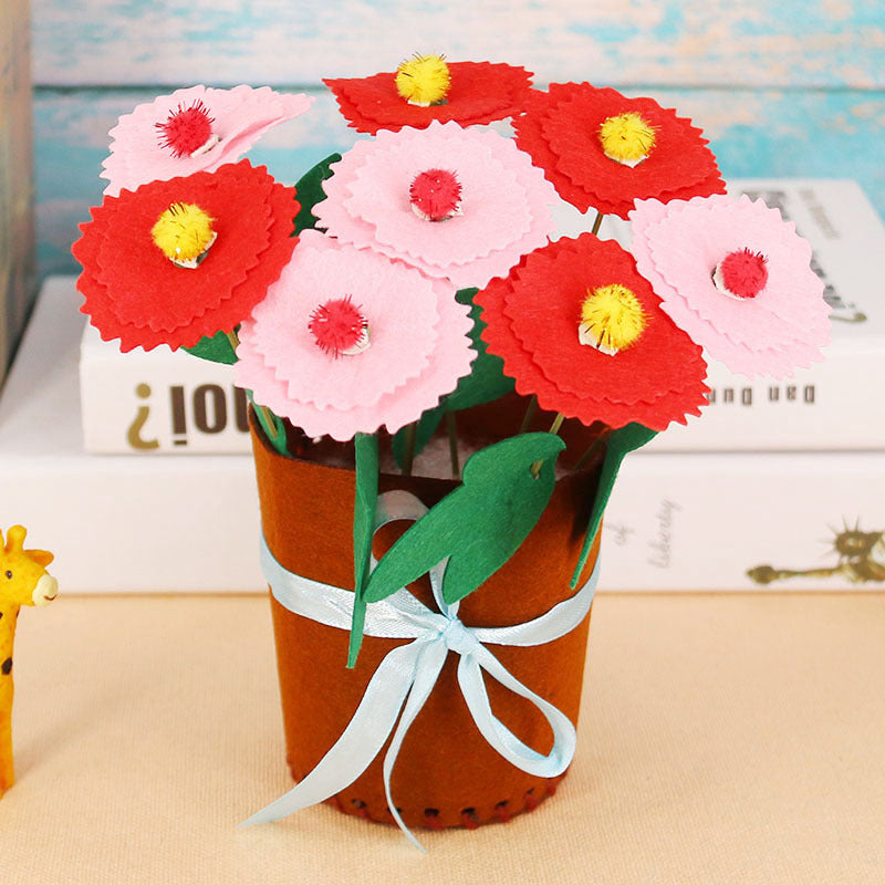 DIY Felt Flower Pot Craft Kit | Kids Educational Handmade Fabric Potted Plant Set | Montessori Creative Sewing Toy & Parent-Child Gift