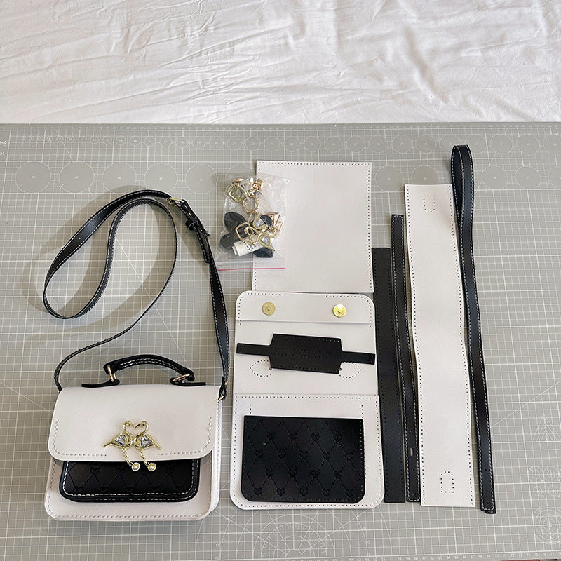 DIY Crossbody Bag Kit – Handmade PU Leather Shoulder Bag Craft Kit for Beginners with Video Tutorial (Top Handle & Adjustable Strap)