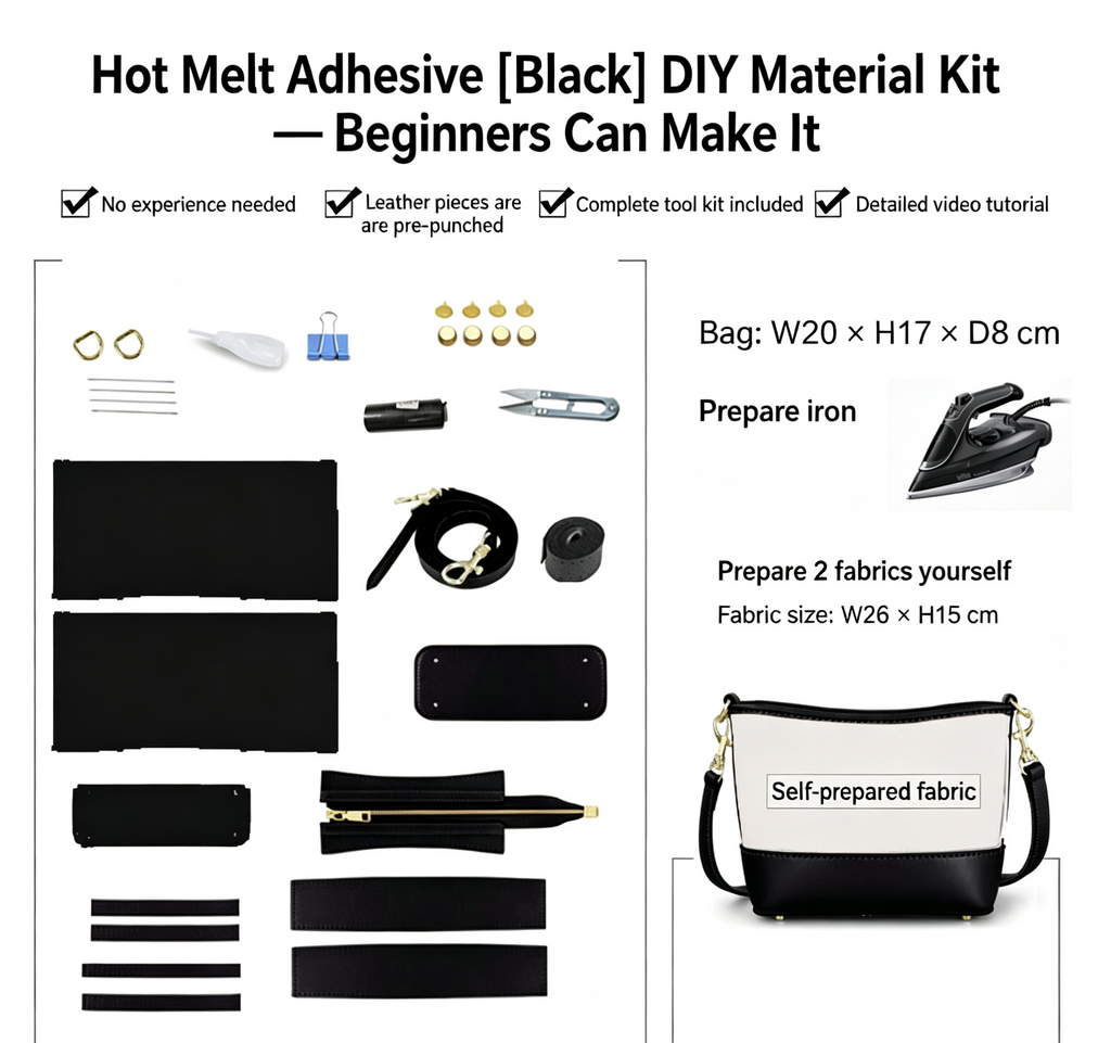 DIY Leather Crossbody Bag Kit – Beginner Top-Grain Cowhide Bag Making Kit
