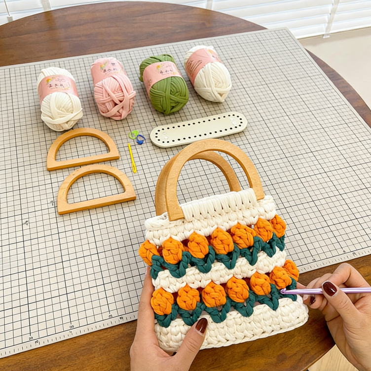DIY Mini Tote Bag Sewing Kit – Handmade Fabric Handbag Craft Set for Beginners with Video Tutorial