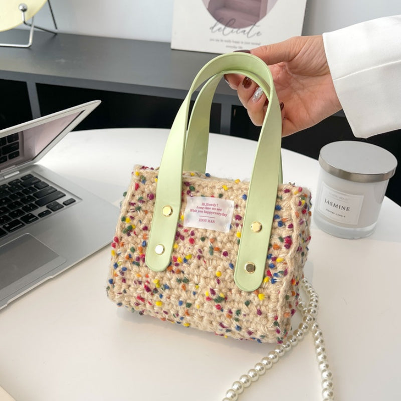 DIY Woven Yarn & PU Leather Shoulder Bag Kit for Beginners | Handmade Crossbody Purse Sewing Craft Set with Video Tutorial