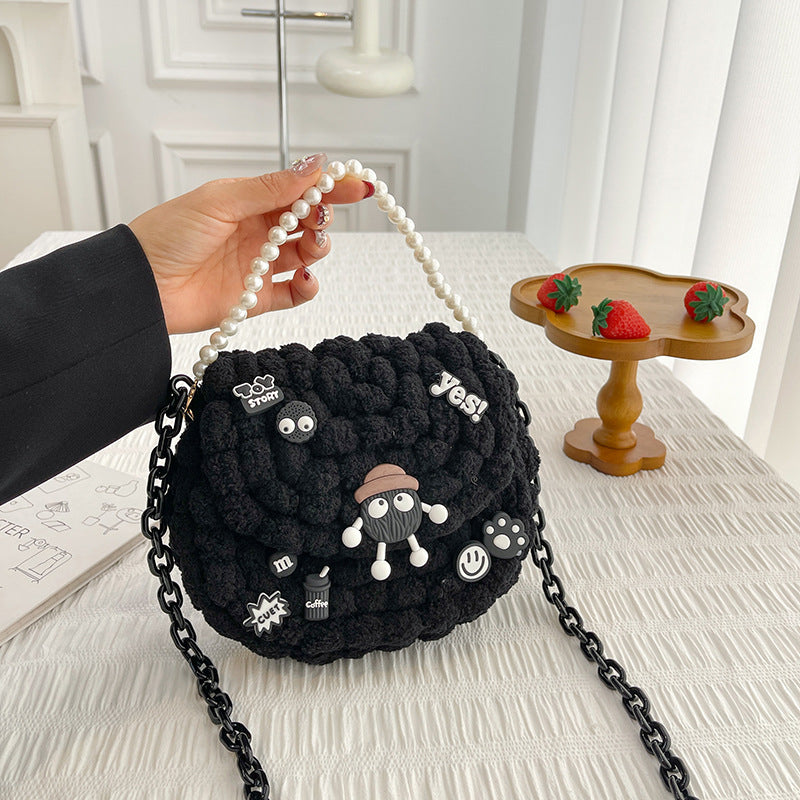 DIY Crochet Pearl Handle Bag Kit for Beginners | Handmade Yarn Shoulder & Crossbody Bag with Video Tutorial