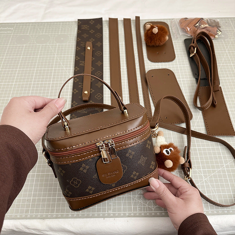 DIY PU Leather Handbag Kit for Beginners – Handmade Crossbody Shoulder Bag Sewing Kit with Pre-Cut Materials & Video Tutorial