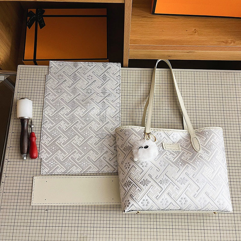 DIY Fabric Tote Bag Kit for Beginners | Handmade Shoulder Handbag Sewing Craft Set with Video Tutorial | Large Capacity DIY Bag