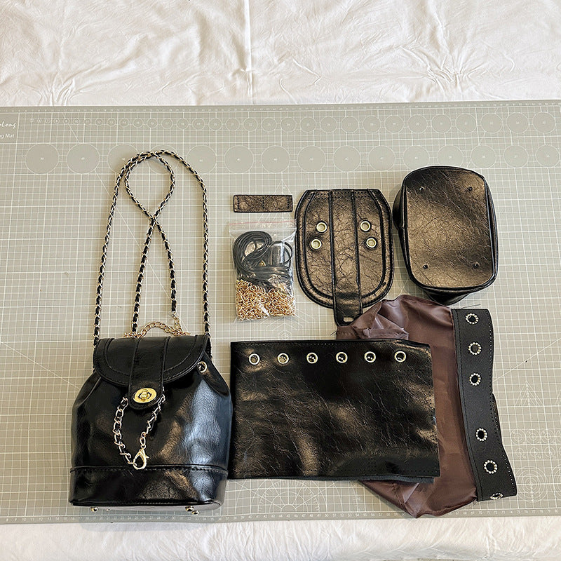DIY PU Leather Backpack Kit for Beginners – Pre-Cut & Pre-Punched Mini Backpack Sewing Kit with Video Tutorial, Handmade Gift Craft Set