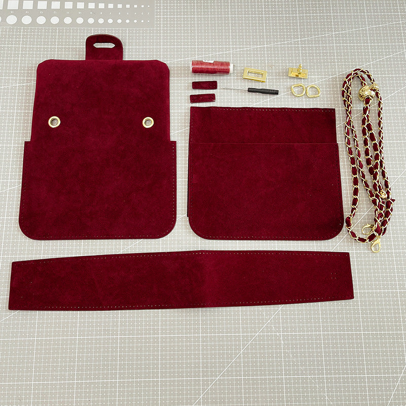 DIY Shoulder Bag Sewing Kit for Beginners – Handmade PU Leather Crossbody Handbag Kit with Pre-Cut Materials & Video Tutorial