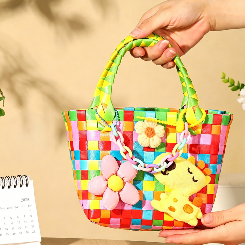 DIY Colorful Woven Tote Bag Kit for Mother’s Day | Handmade Handbag Craft Set with Pre-Cut Materials & Video Tutorial | Beginner Friendly Gift Bag